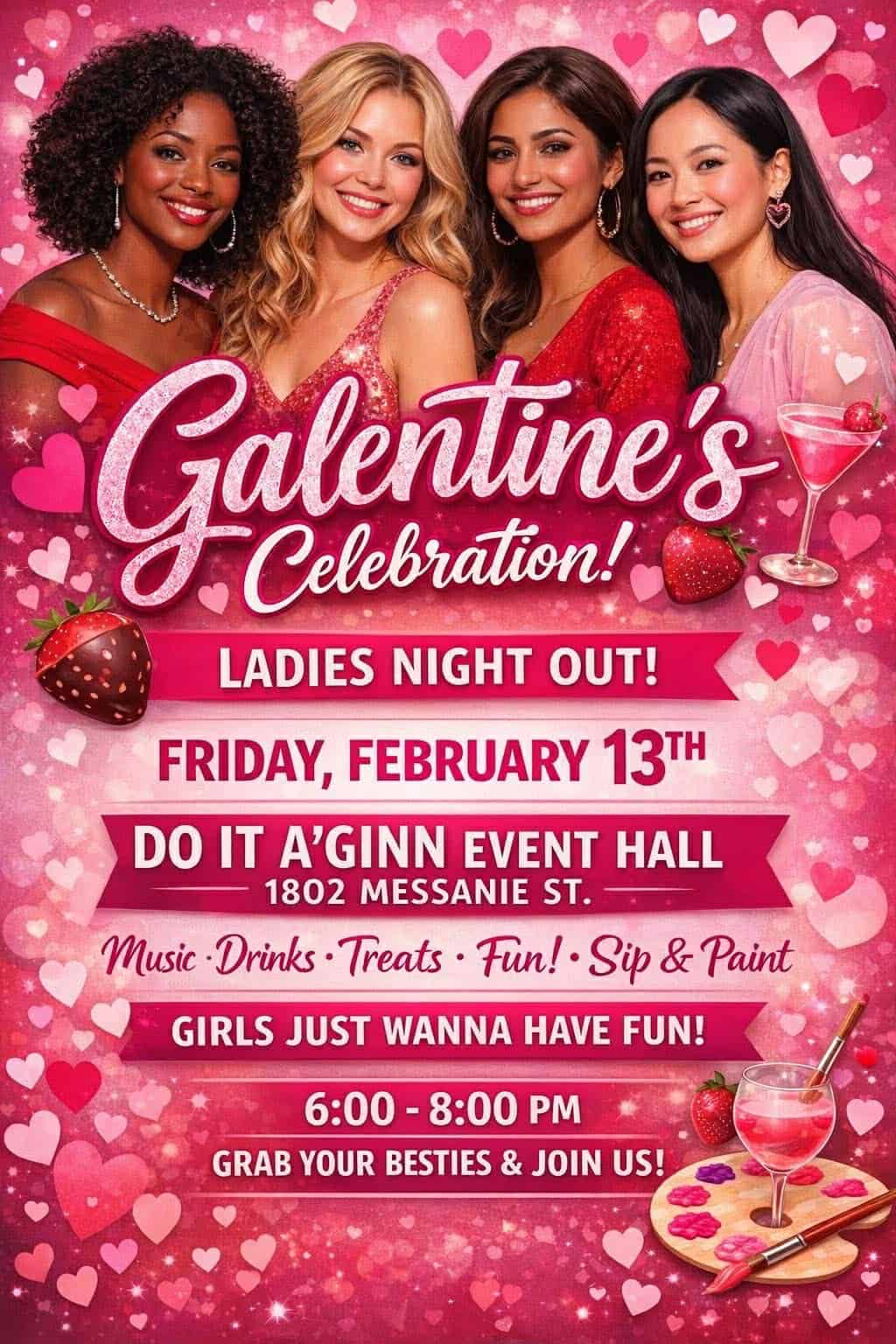 Elegant event hall for New Year's Eve 2026 celebration at Do it a-Ginn Event Center, featuring luxury chandeliers, upscale ambiance, and professional DJ entertainment. Perfect venue for memorable parties.